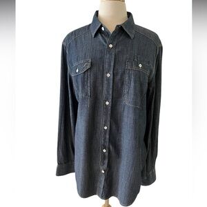 Classy Stylish Blue Jean Button up shirt- American Rag CIE-size L